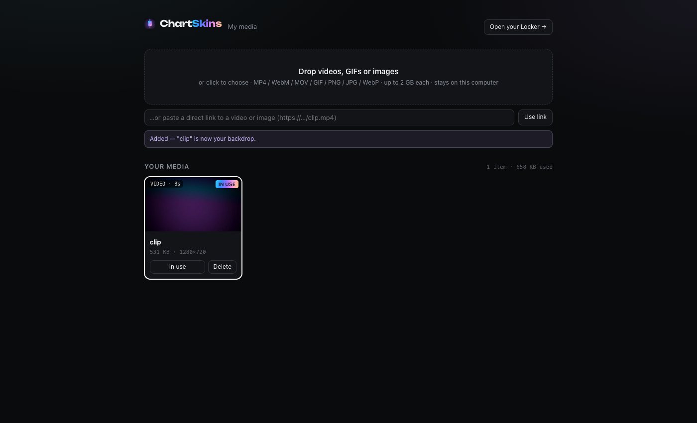 The My media library with a dropped video