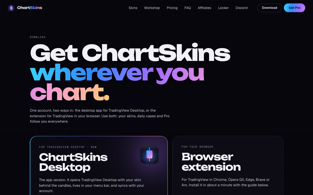 The download page with the extension and desktop app